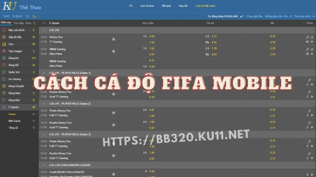 Cá độ fifa mobile là hình thức cá độ thể thao điện tử